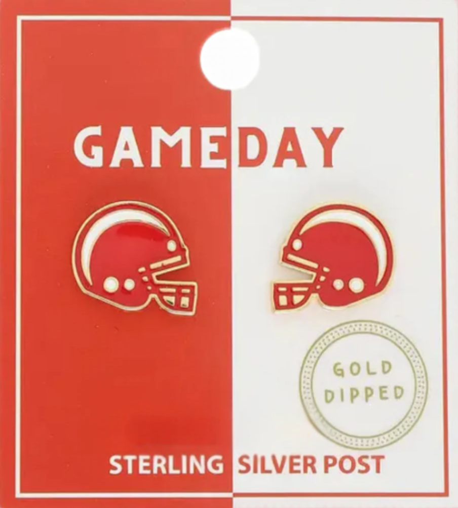 Game Day Football Gold Plated Stud Earrings