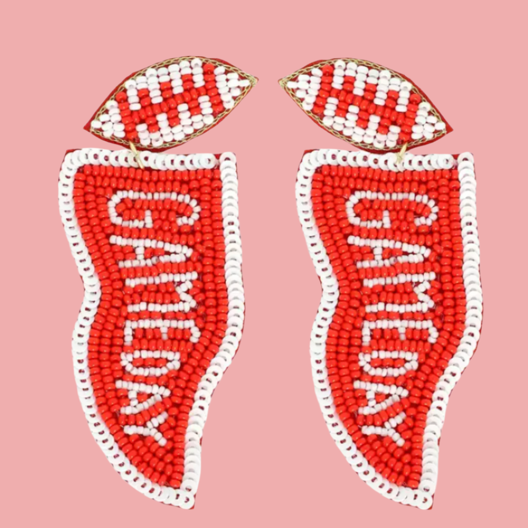 Game Day Beaded Sequins Flag Earrings