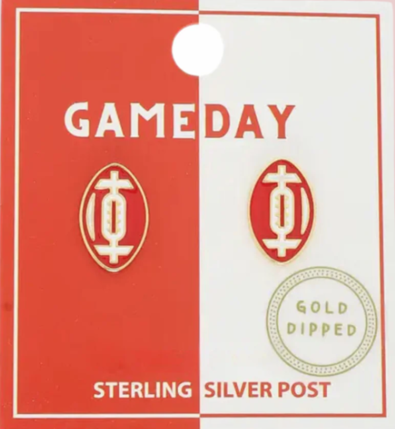 Game Day Football Gold Plated Stud Earrings