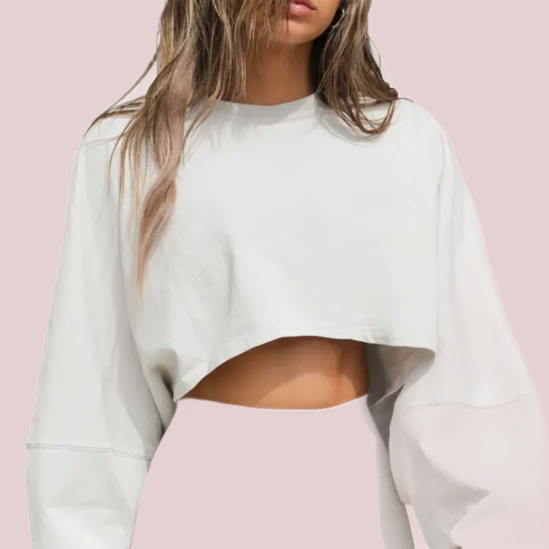 Cropped Knitted Sports Sweatshirt - BashStyling