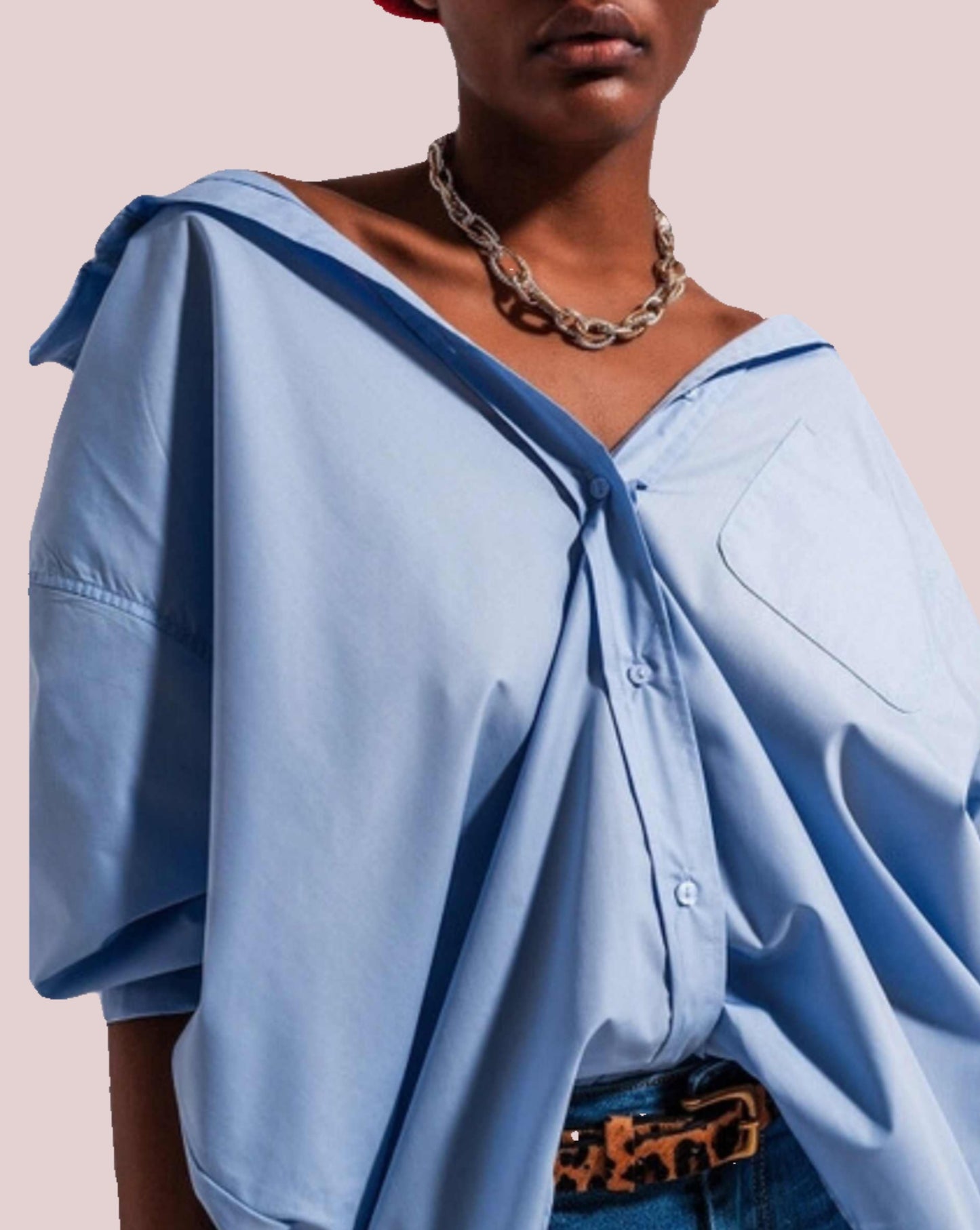 Relaxed poplin shirt in blue - BashStyling