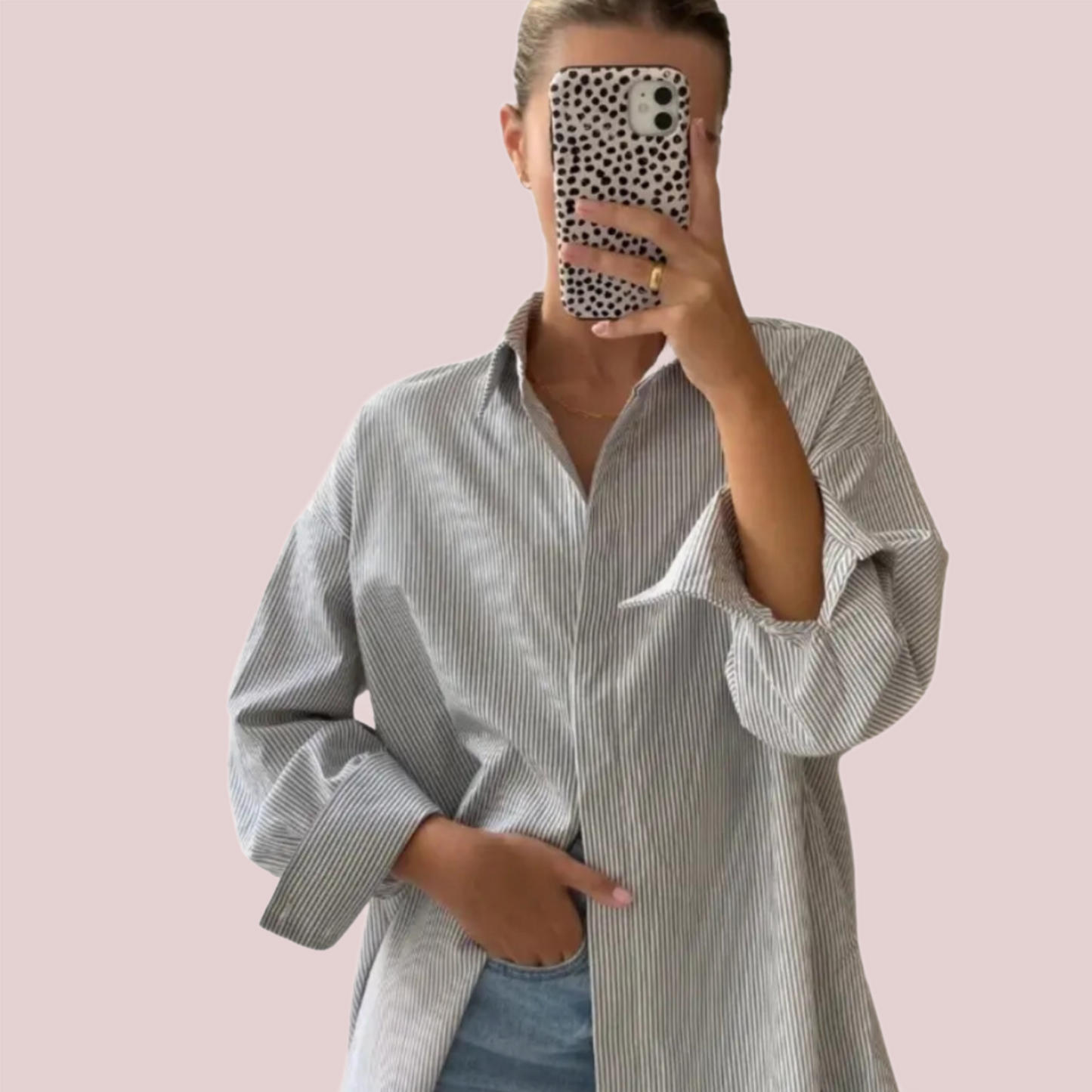 Classic stripe oversized button down basic shirt - BashStyling