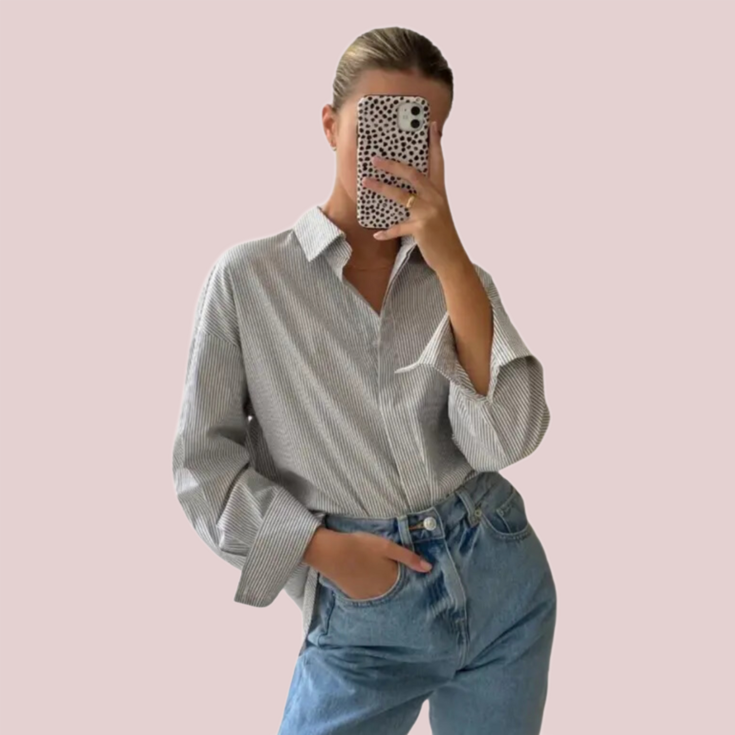Classic stripe oversized button down basic shirt - BashStyling