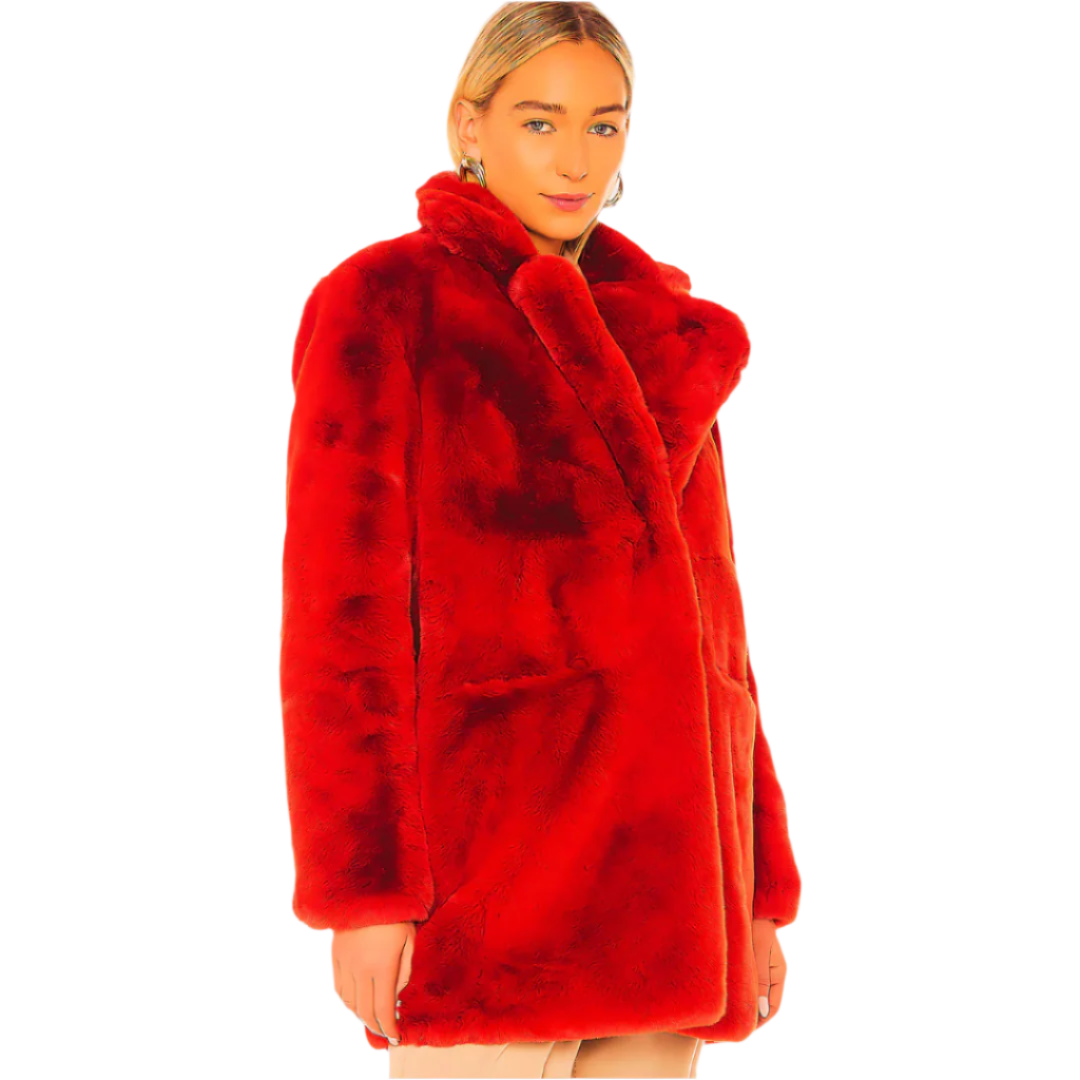 Vienna Red Faux Fur Coat