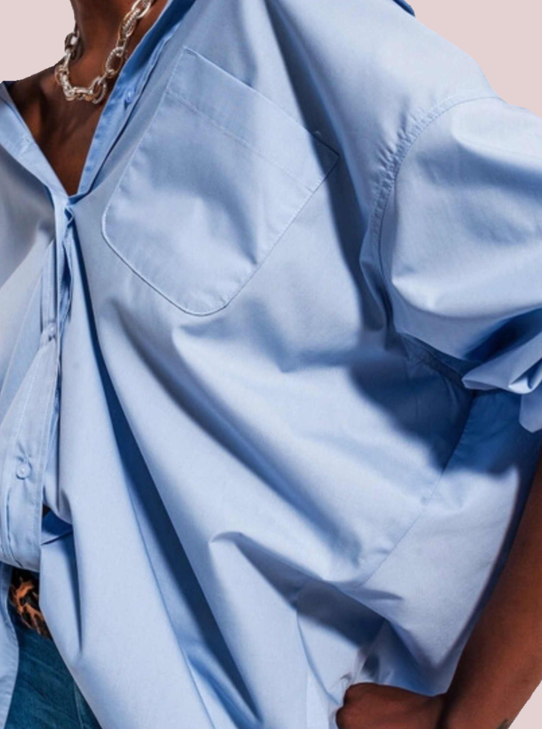 Relaxed poplin shirt in blue - BashStyling