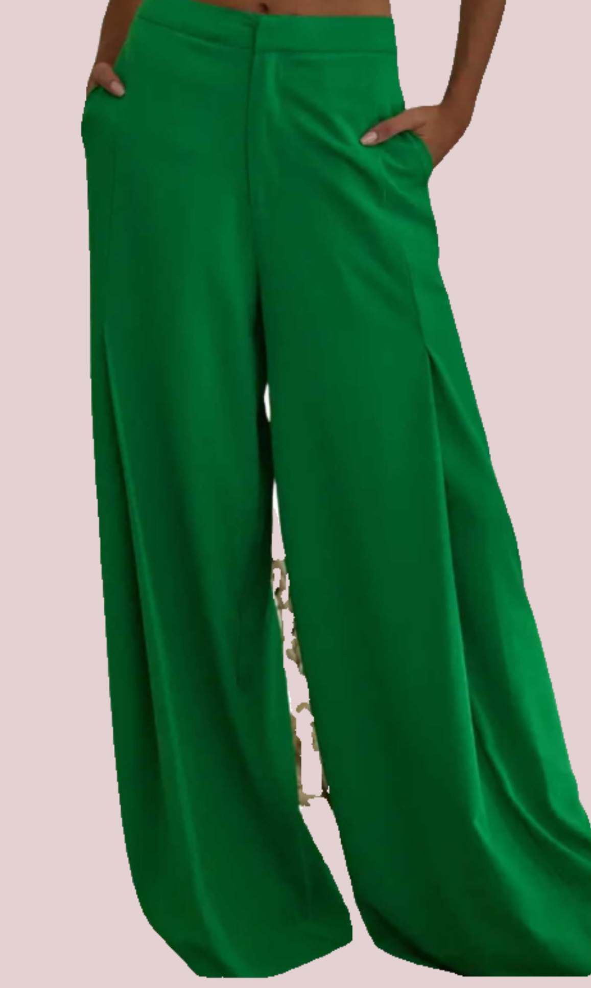 Green High Waisted Wide Leg Trouser - BashStyling