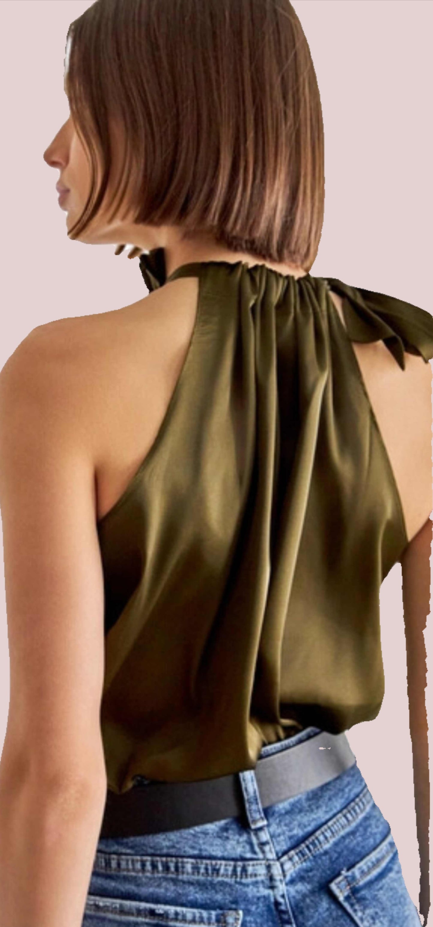 Elisabeth satin top with bow on the collar - BashStyling