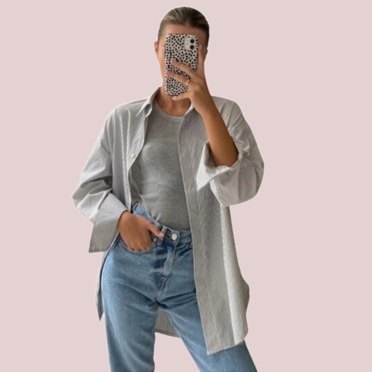 Classic stripe oversized button down basic shirt - BashStyling
