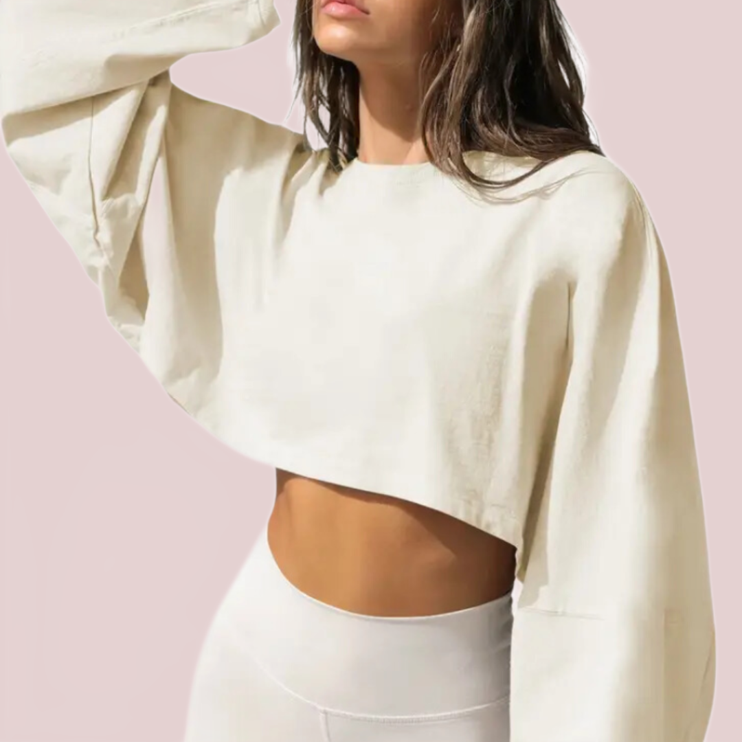 Cropped Knitted Sports Sweatshirt - BashStyling