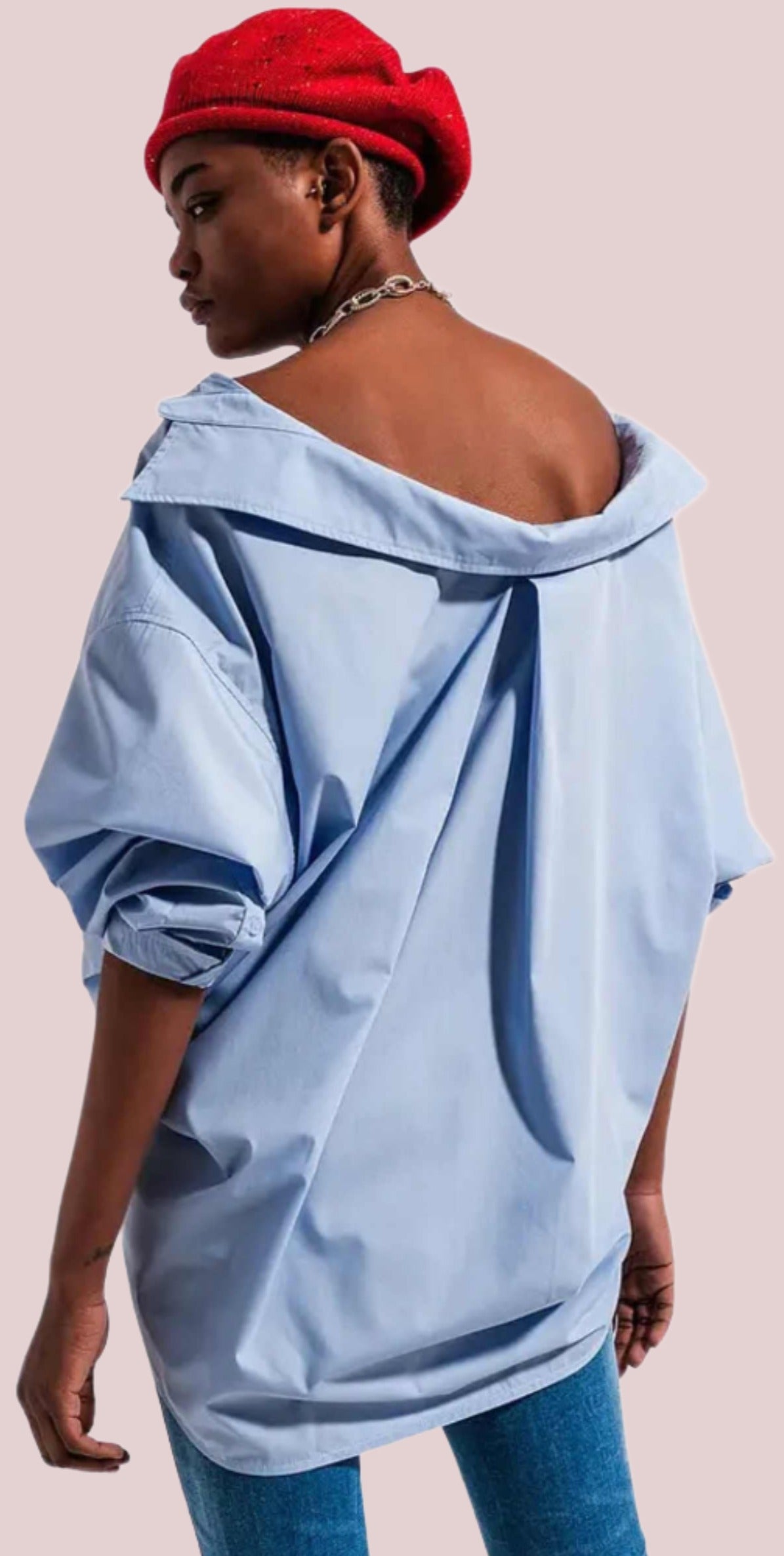Relaxed poplin shirt in blue - BashStyling