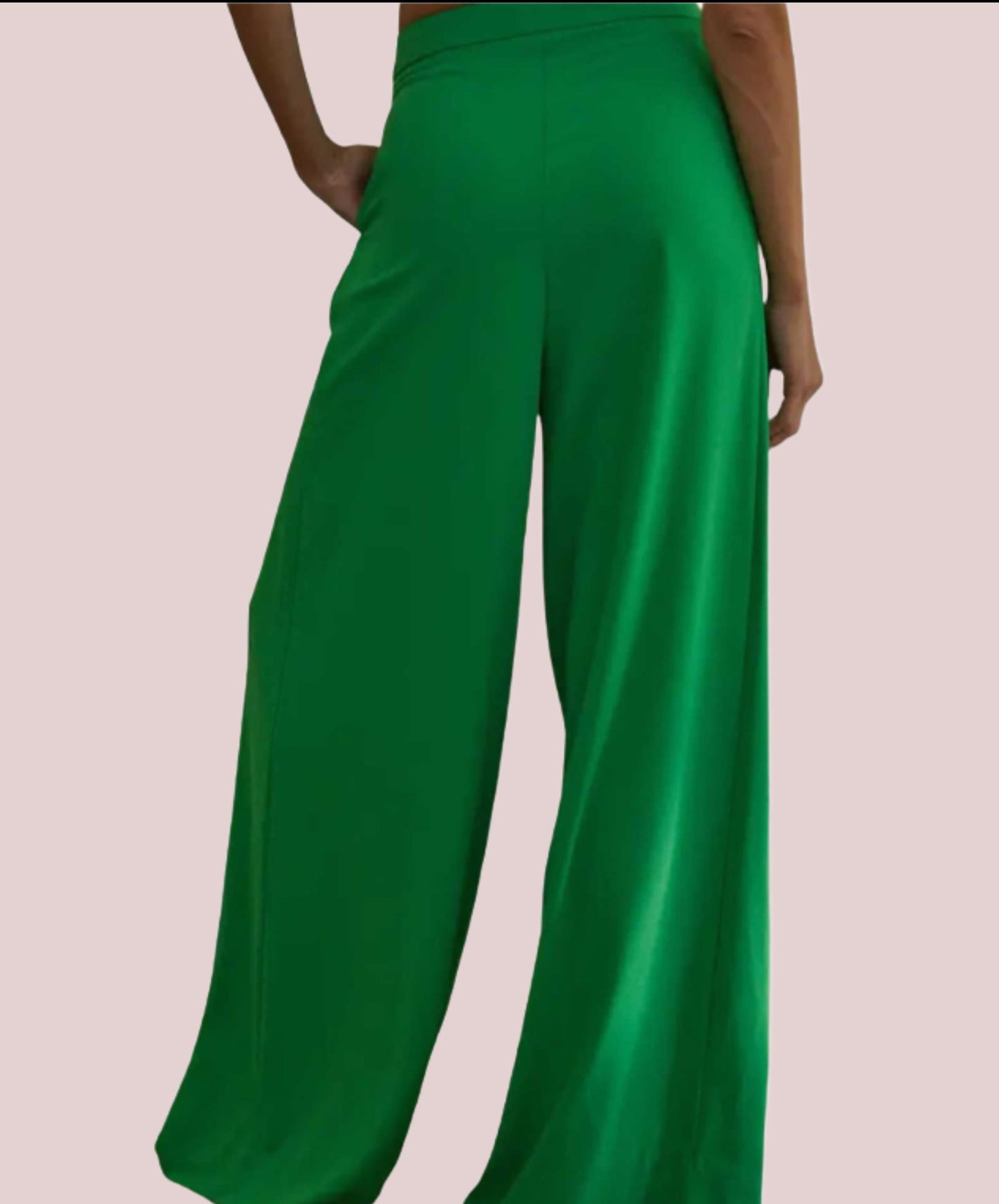 Green High Waisted Wide Leg Trouser - BashStyling