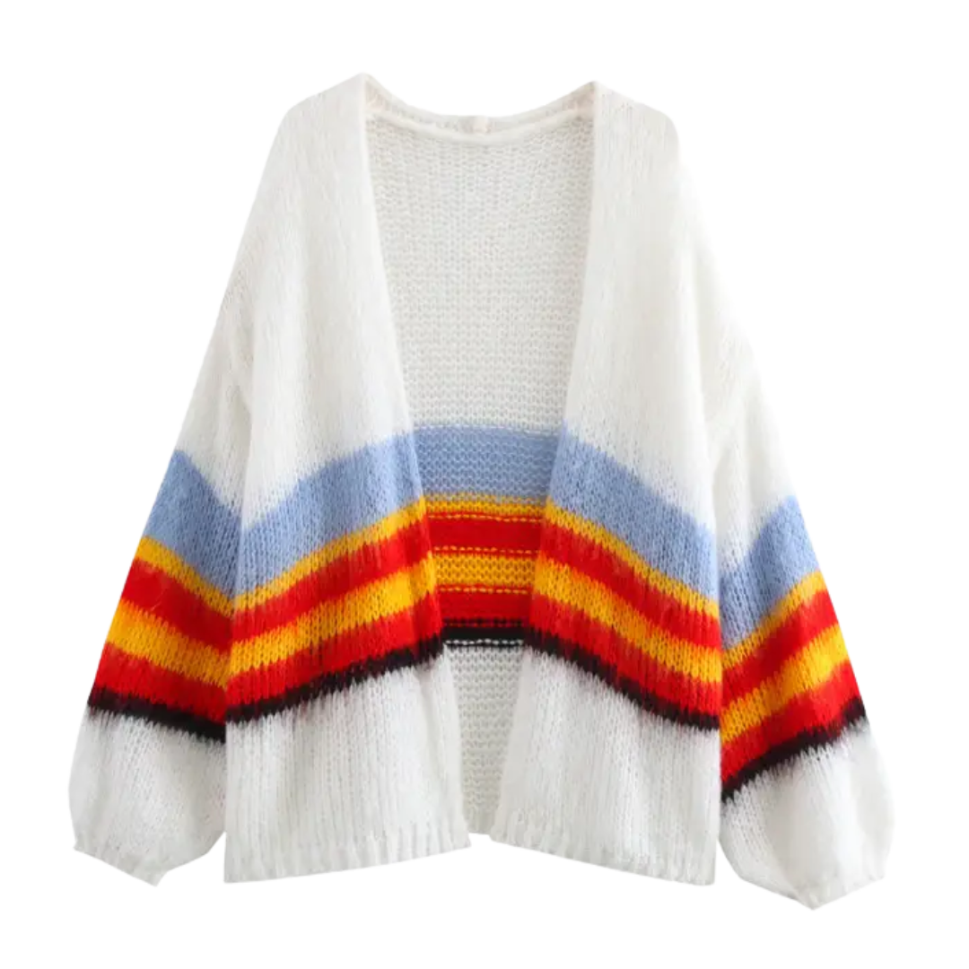 Colored Striped Soft Mohair Cardigan