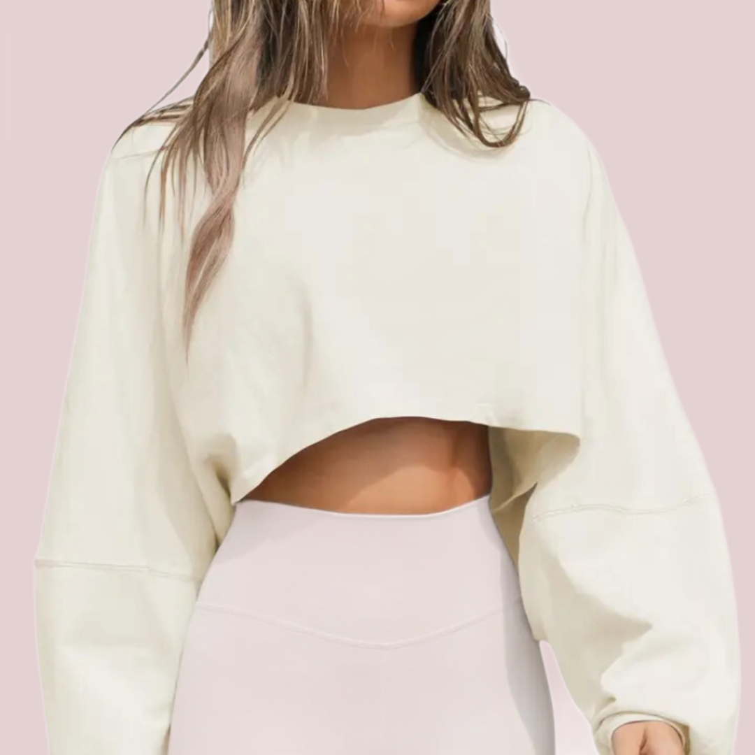 Cropped Knitted Sports Sweatshirt - BashStyling