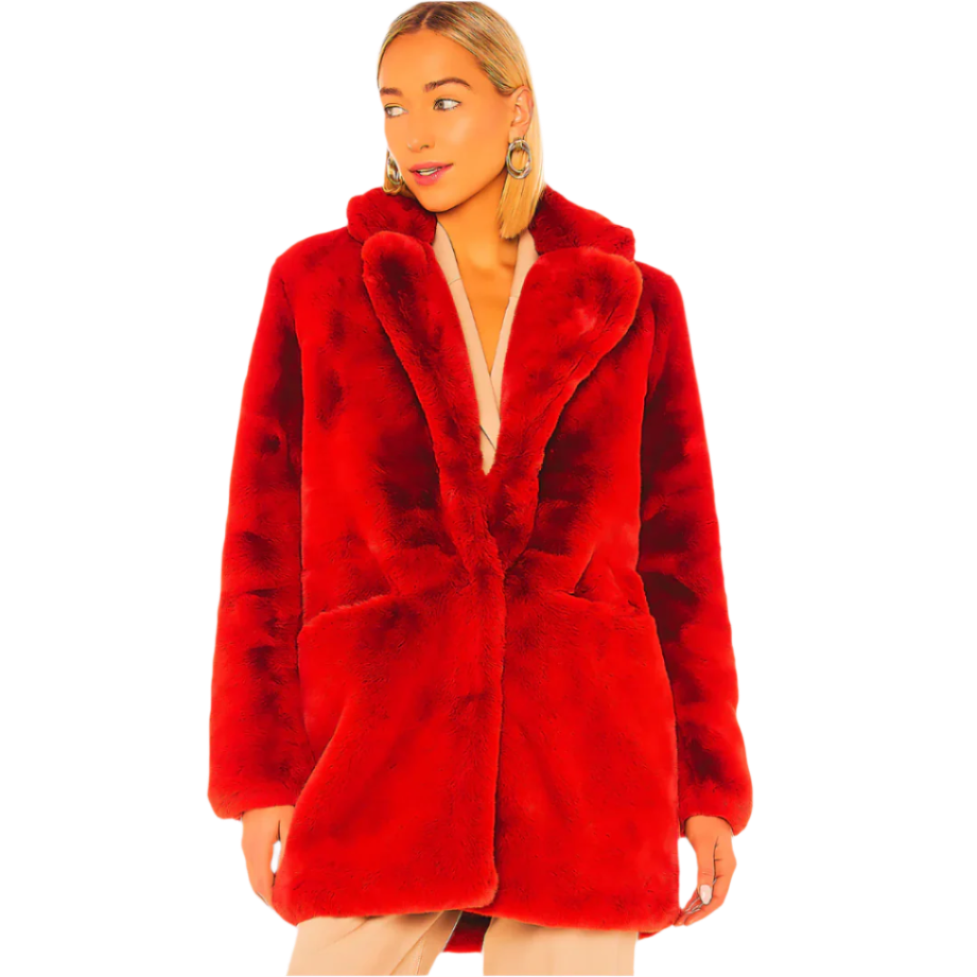 Vienna Red Faux Fur Coat