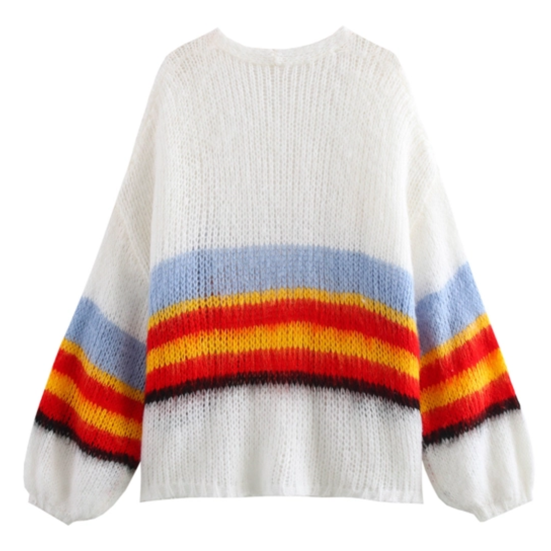 Colored Striped Soft Mohair Cardigan