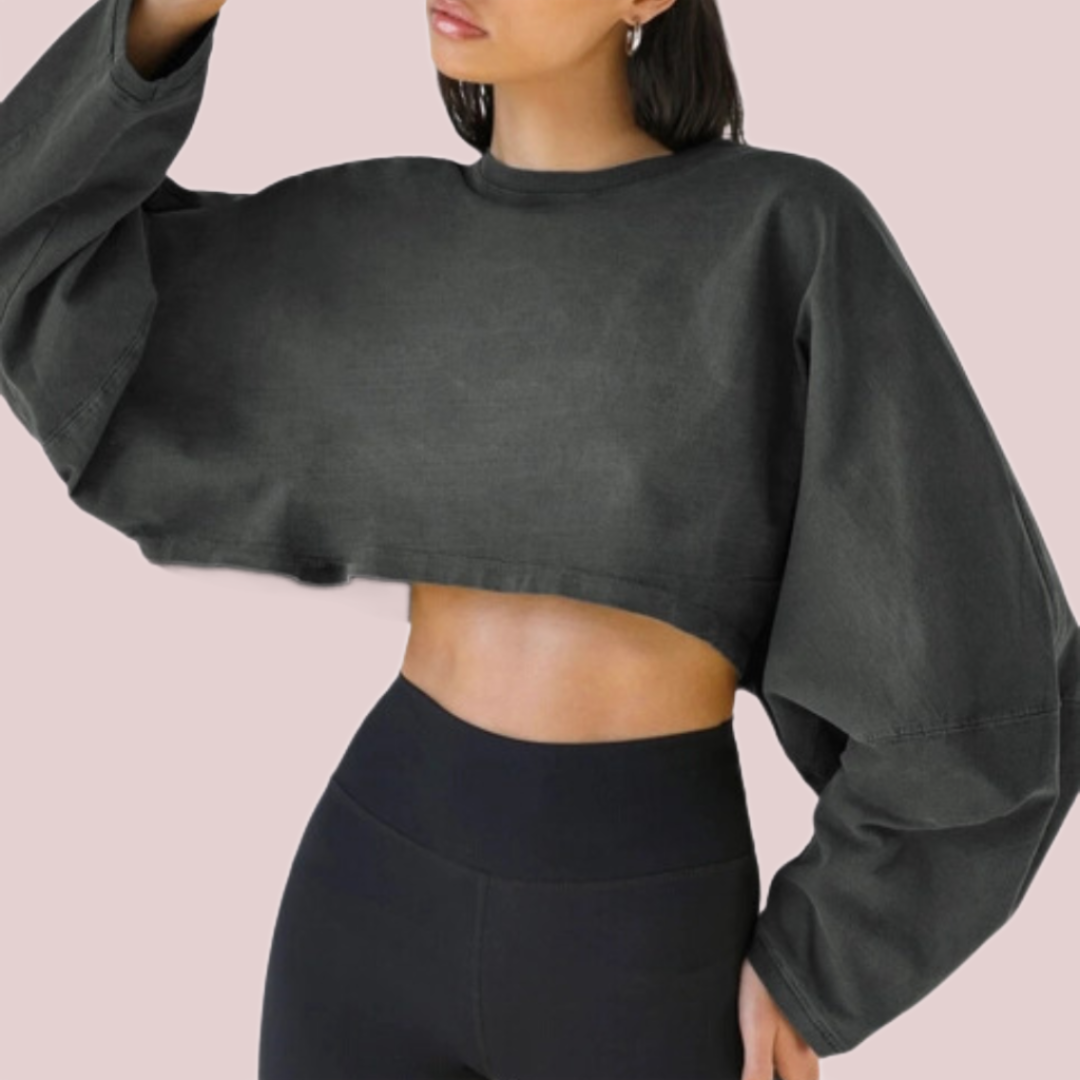 Cropped Knitted Sports Sweatshirt - BashStyling