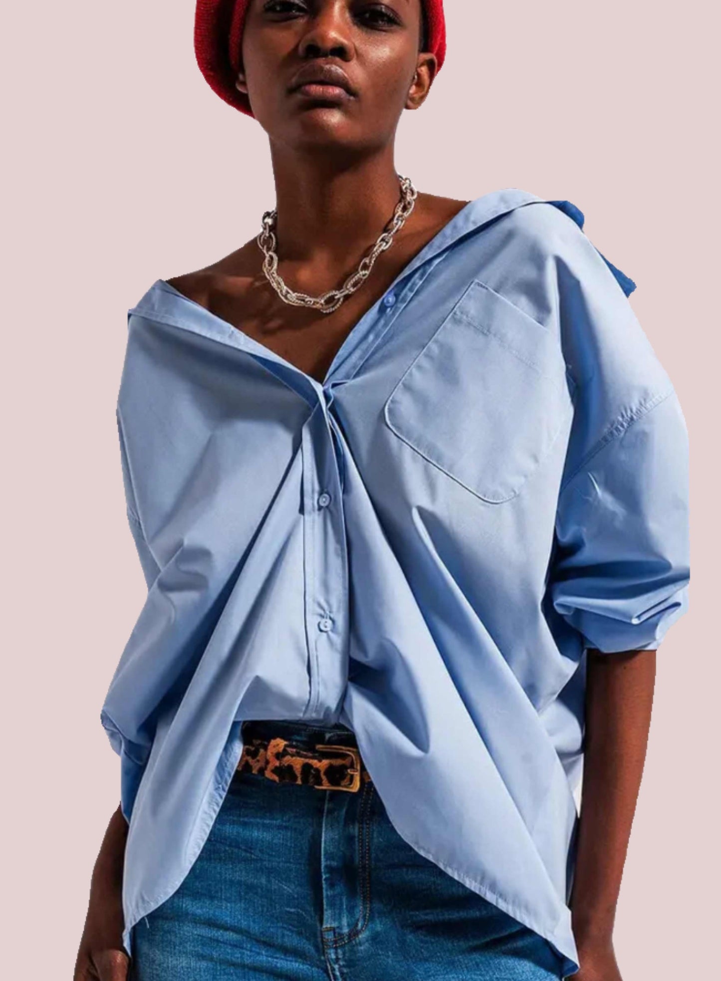 Relaxed poplin shirt in blue - BashStyling