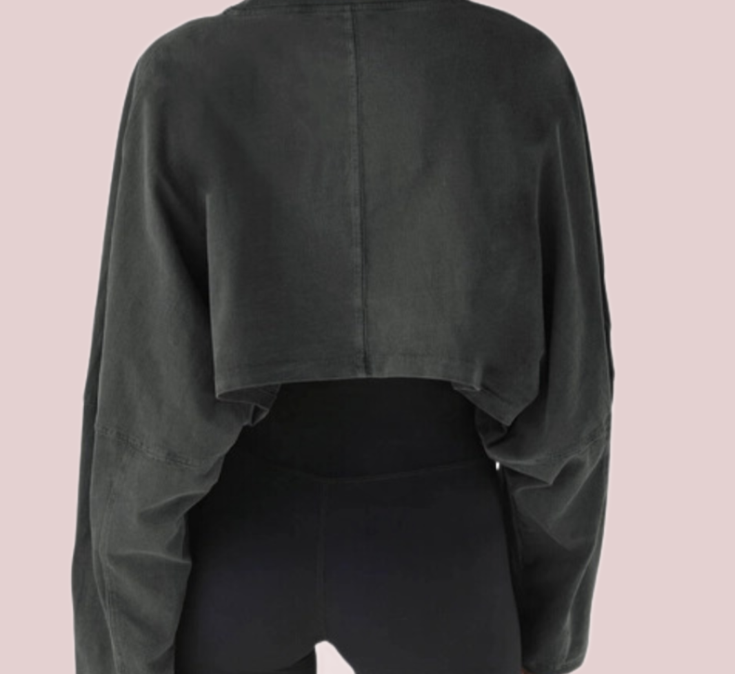 Cropped Knitted Sports Sweatshirt - BashStyling