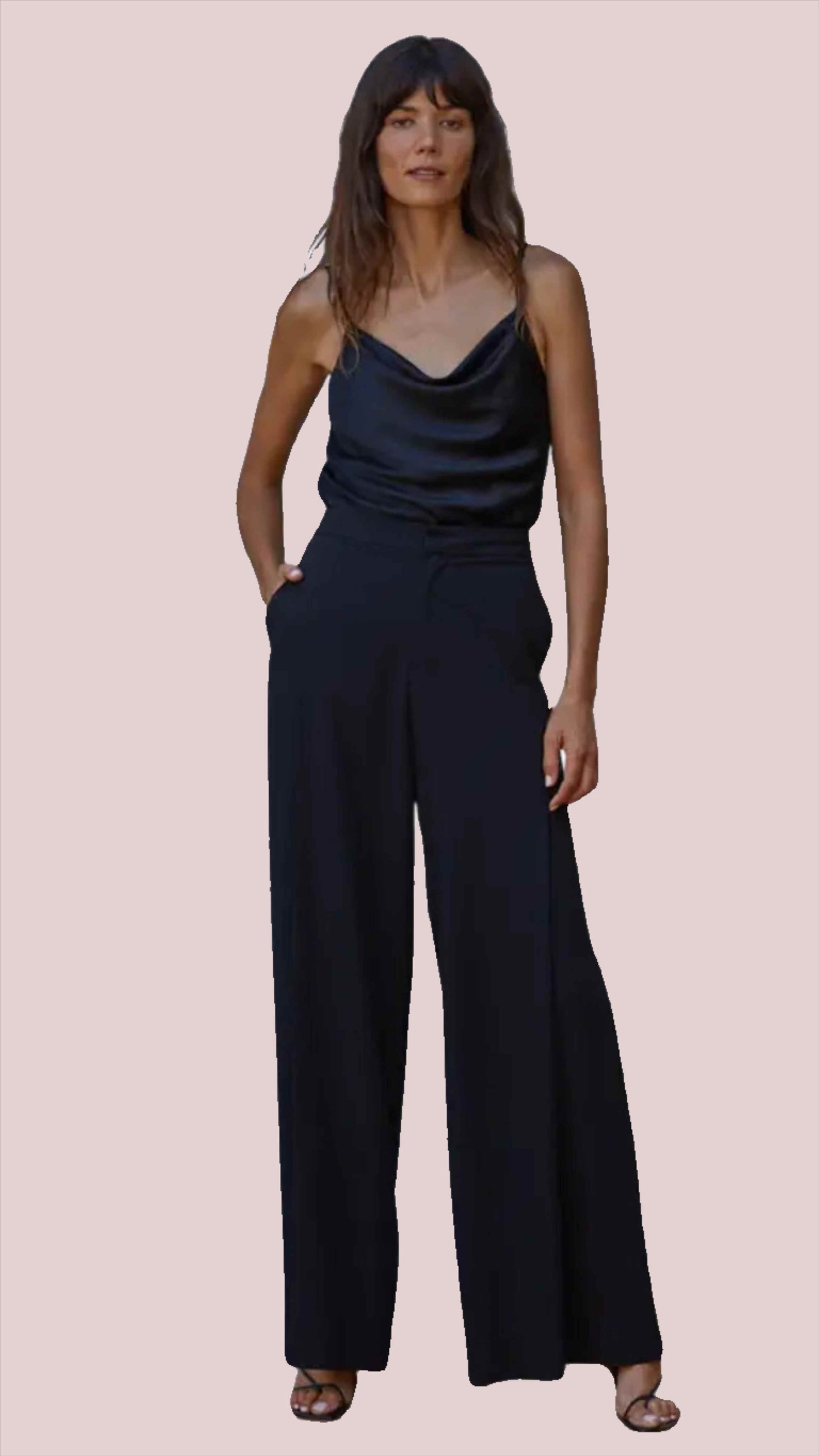 Black Woven High Waisted Wide Leg Trouser - BashStyling