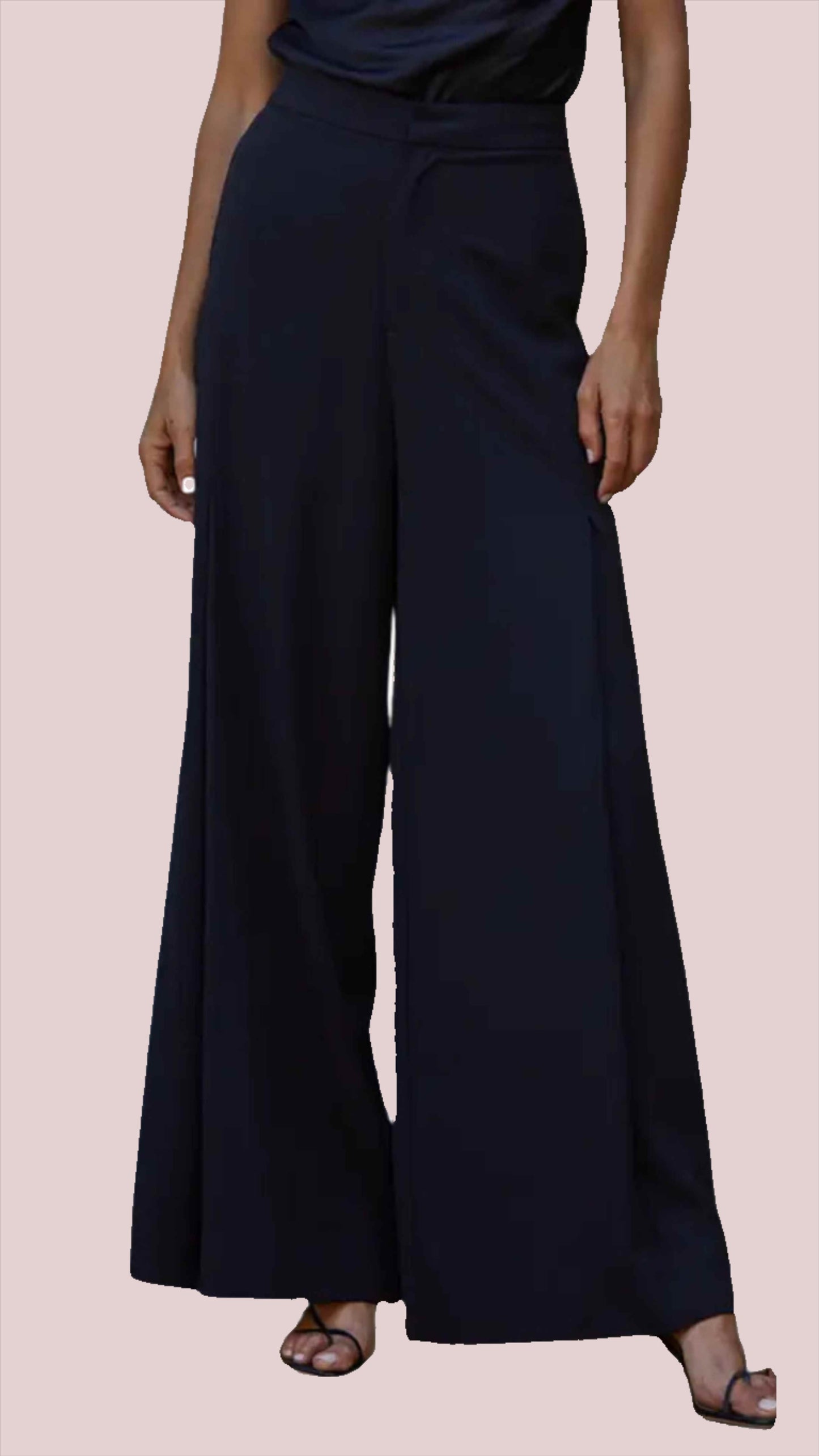 Black Woven High Waisted Wide Leg Trouser - BashStyling