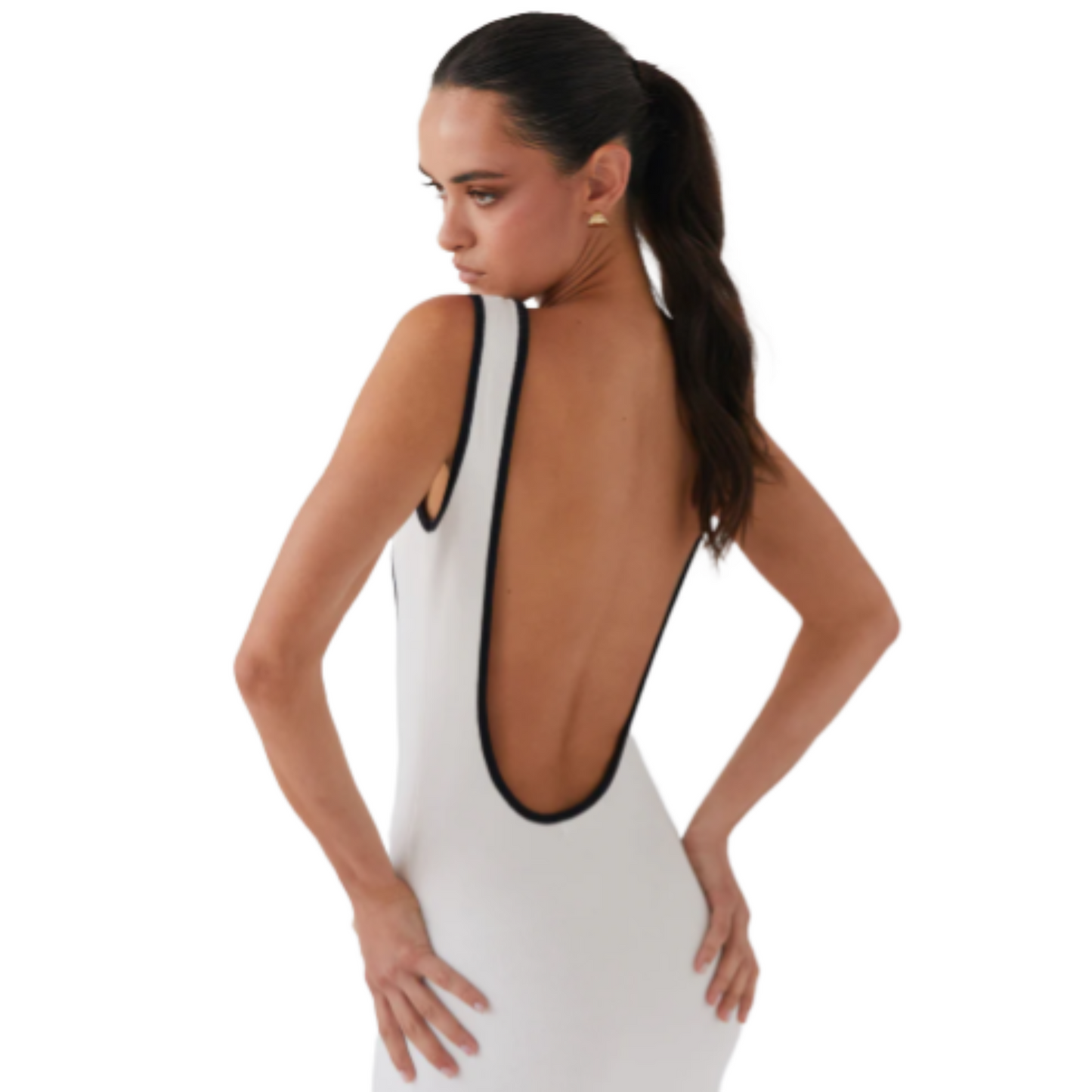 Cut-Out Contrast-Panel Suspender Dress