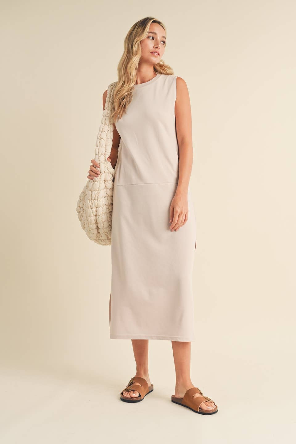 Sleeveless Terry Cloth Midi Dress - BashStyling