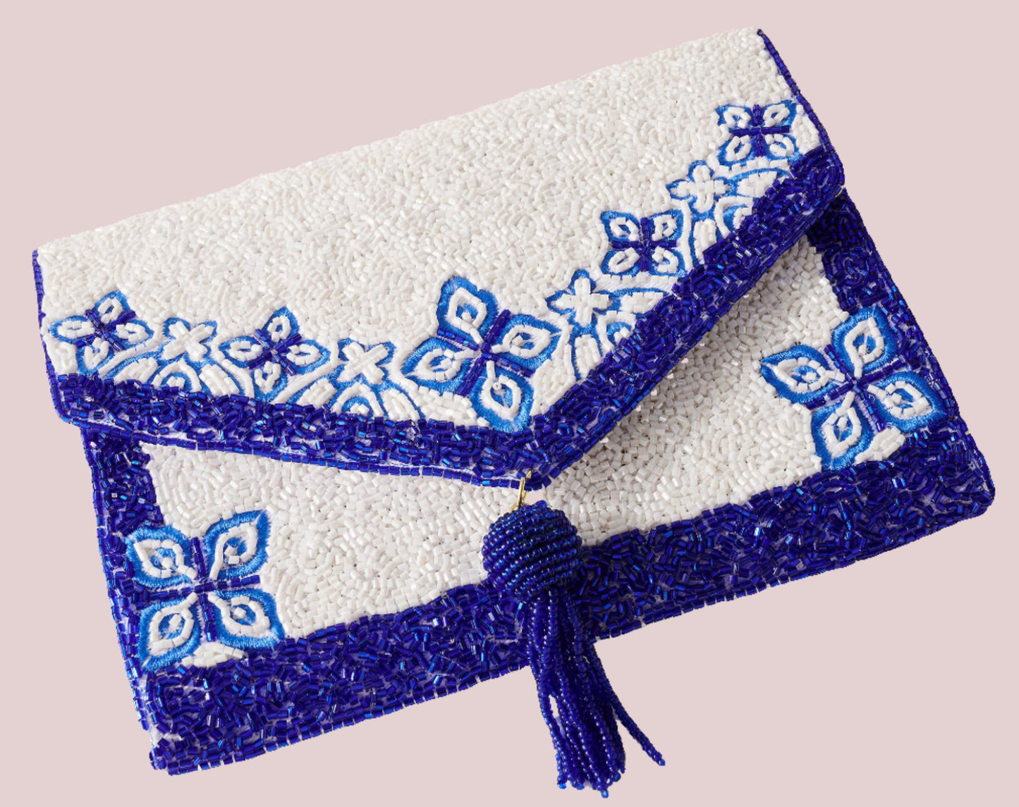 Mosaic Tassel Beaded Clutch Purse - BashStyling