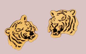 Tiger Head Stud Earrings