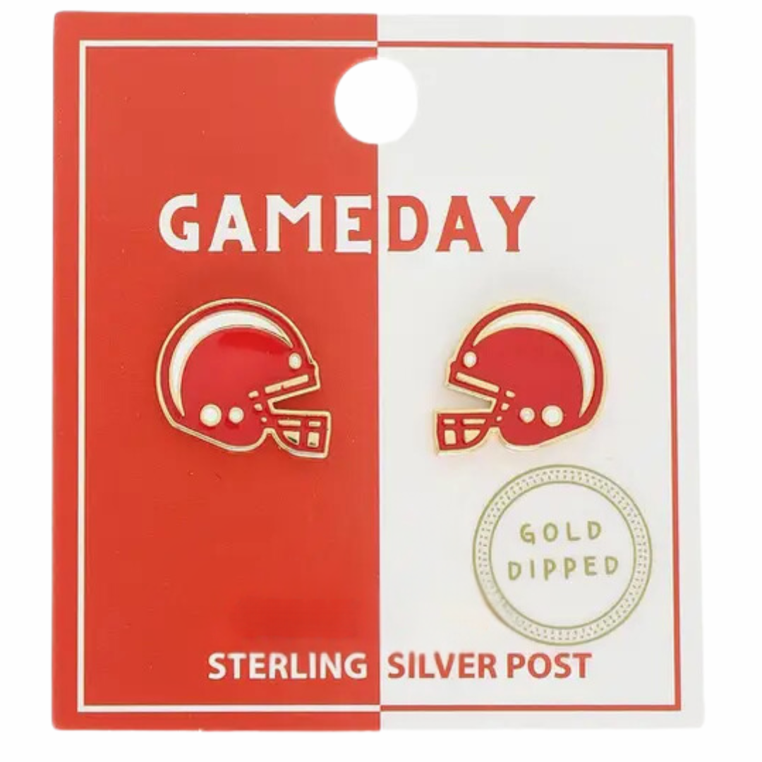 Game Day Football Gold Plated Stud Earrings