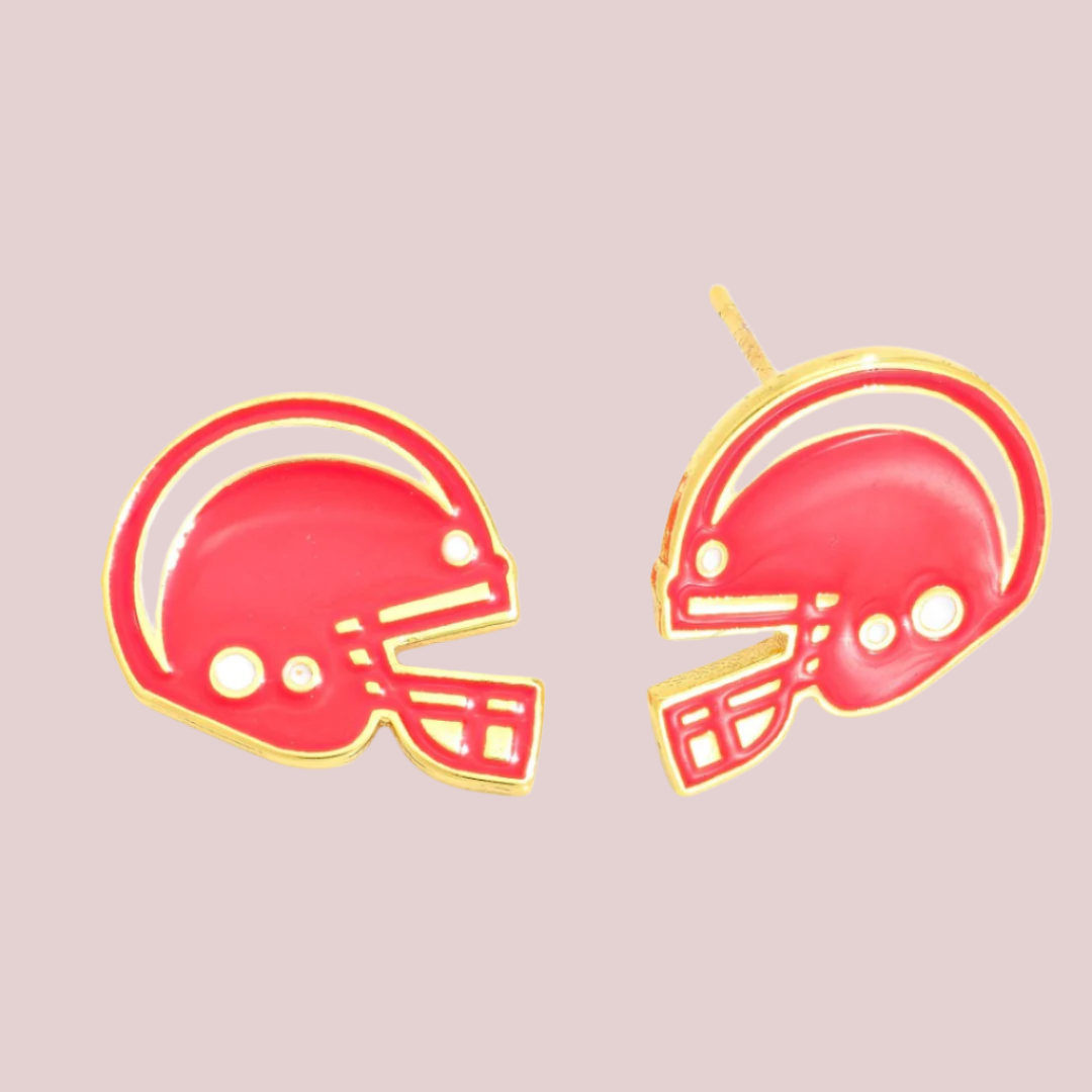 Game Day Football Gold Plated Stud Earrings