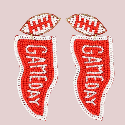 Game Day Beaded Sequins Flag Earrings