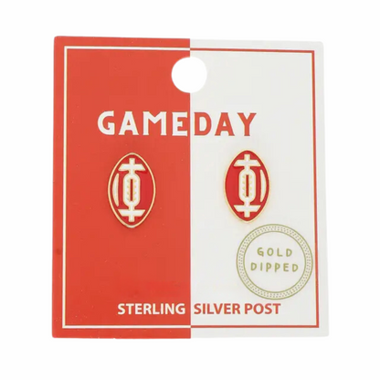 Game Day Football Gold Plated Stud Earrings