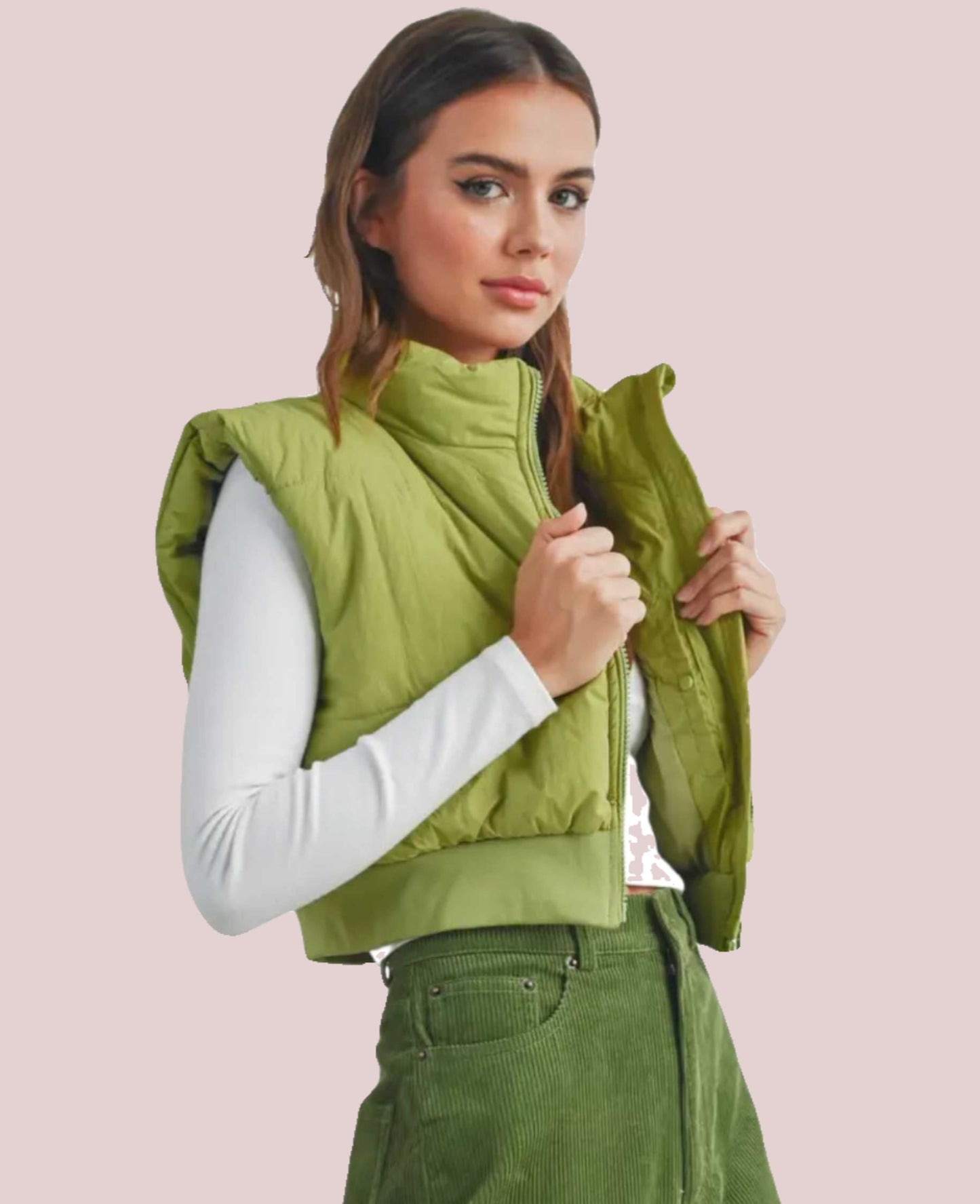 Zip-Up Crop Puffer Vest - BashStyling