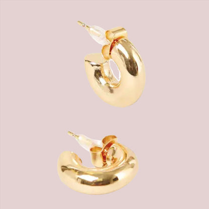 4K Gold Dipped Post Hoop Earrings - BashStyling