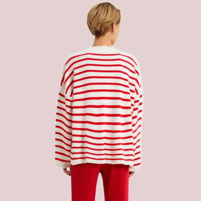 Striped Knitwear Sweater in Red - BashStyling