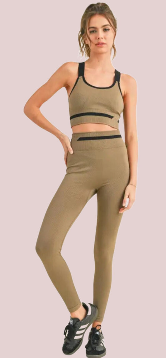 Scoop Neck Crop Top and Legging Set - BashStyling