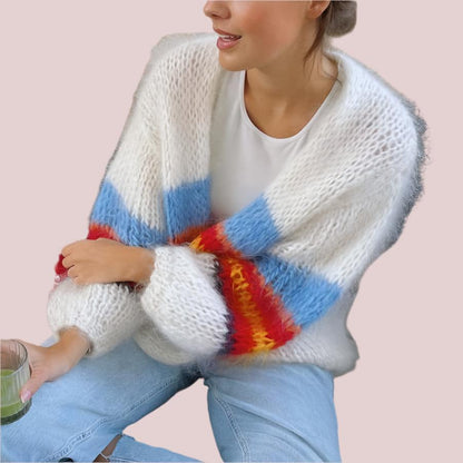 Colored Striped Soft Mohair Cardigan