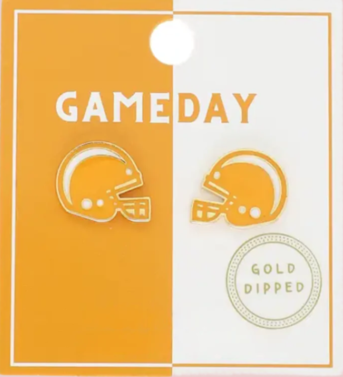 Game Day Football Gold Plated Stud Earrings