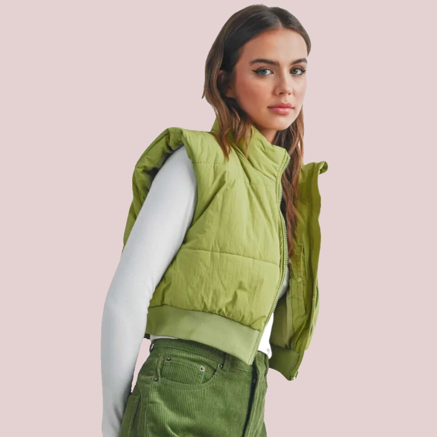 Zip-Up Crop Puffer Vest - BashStyling