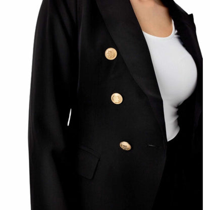 Fitted blazer jacket with double-breasted gold buttons - BashStyling