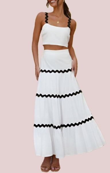 Ric rac strap camisole swing tiered maxi set