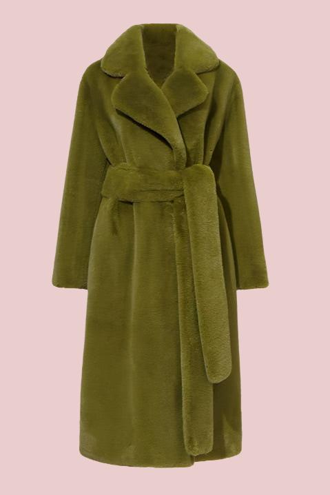 Belted Faux Fur Longline Trench Coat