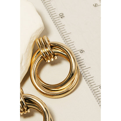 Double Ring Twist Drop Earrings