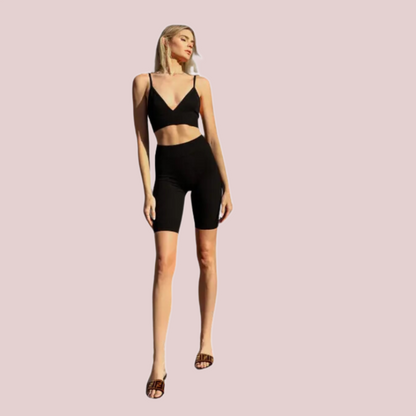 High-Waisted Ribbed Biker Short - BashStyling