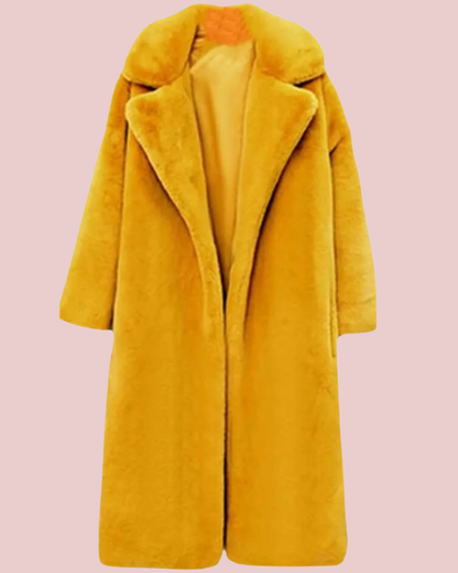 Gold Belted Faux Fur Longline Trench Coat