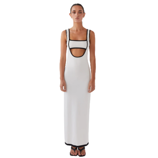 Cut-Out Contrast-Panel Suspender Dress