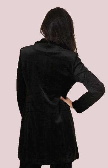 Velvet dress jacket with gold buttons