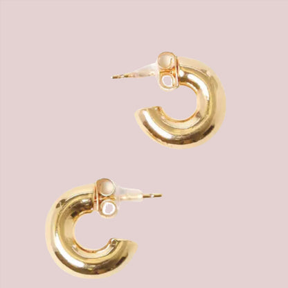 4K Gold Dipped Post Hoop Earrings - BashStyling