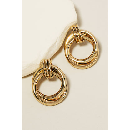 Double Ring Twist Drop Earrings