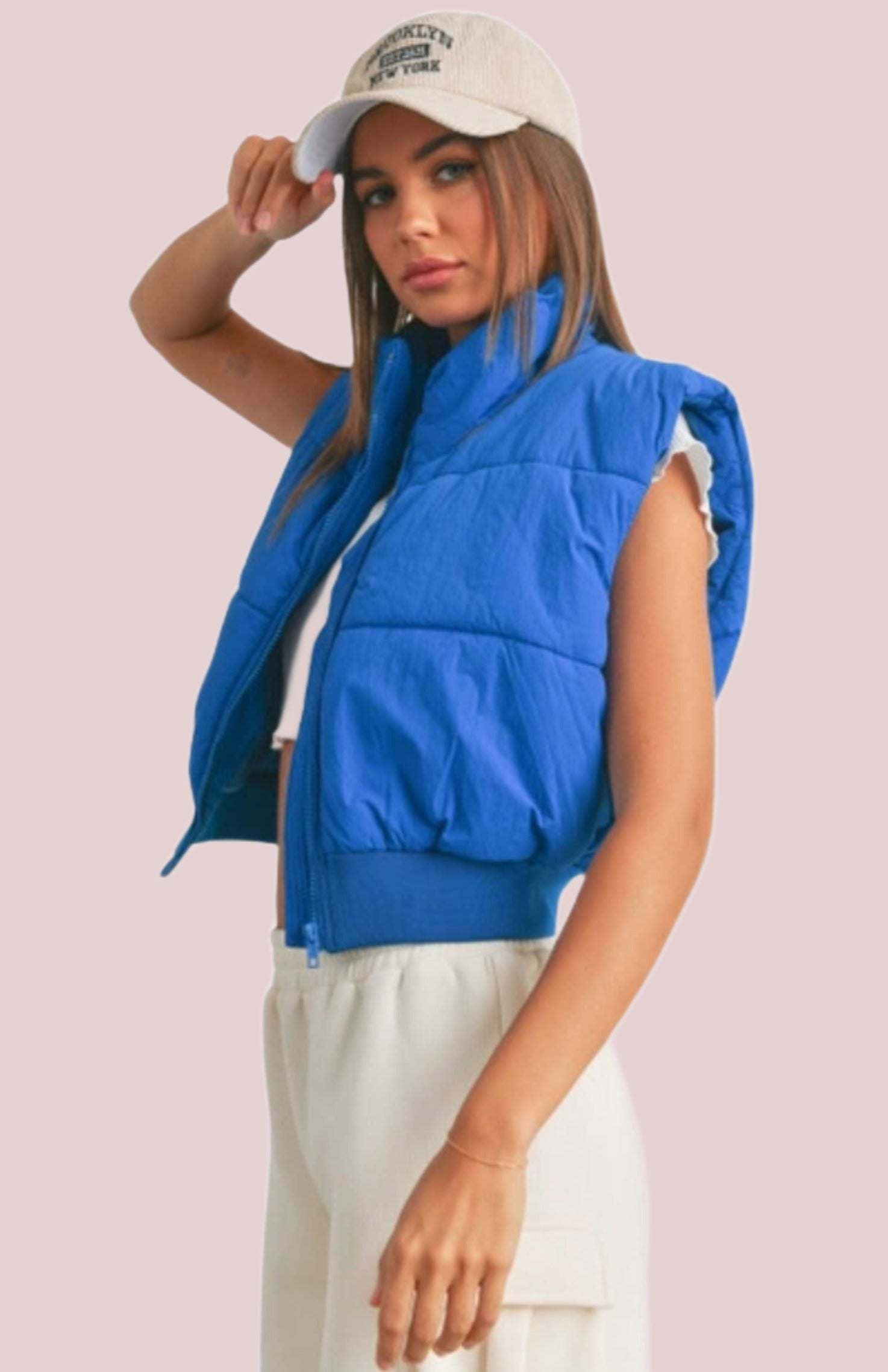 Zip-Up Crop Puffer Vest - BashStyling